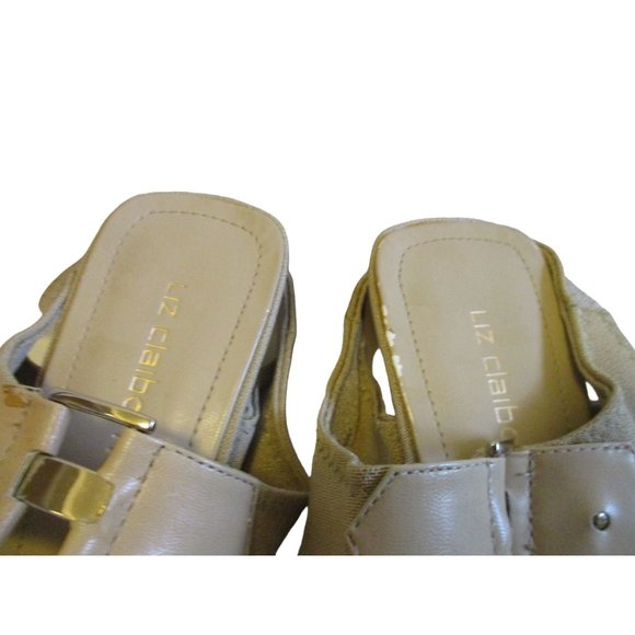Liz Claiborne Beige Tan Slip-on Strappy Sandals Open Toe Elasticized Closure - Picture 5 of 9